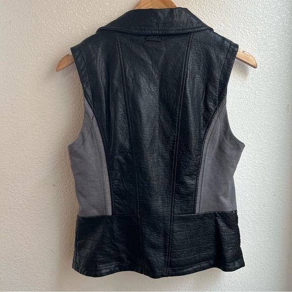 Blanc Noir | Black and Gray Faux Leather Vest - Picture 6 of 10